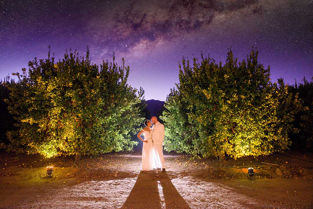 Alan & Heidi nighttime wedding galaxy